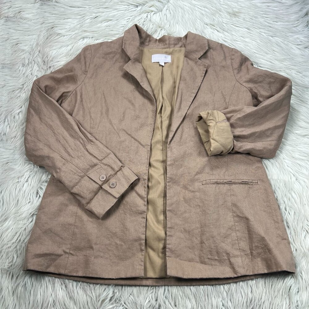Chelsea28 Women's Tan Linen Open Front Blazer